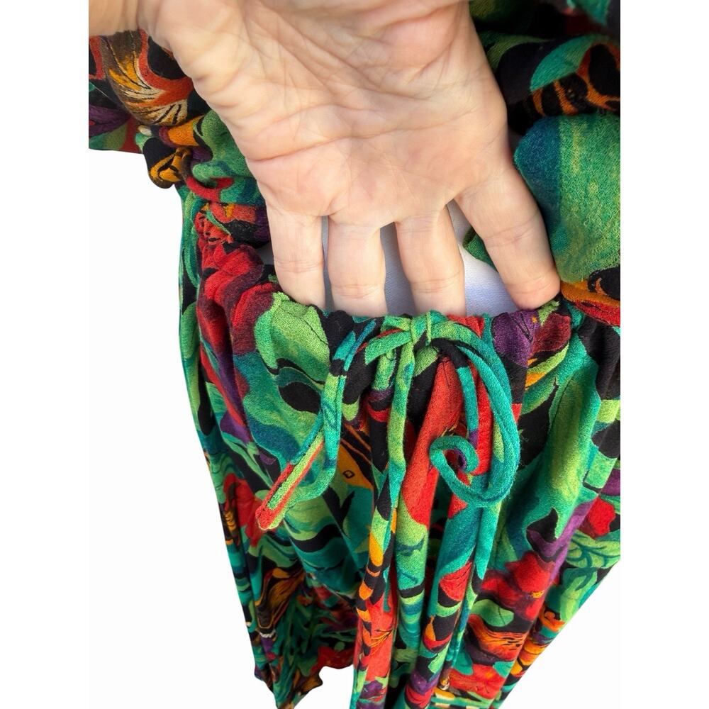 Vintage 90s Carol Little 3 Piece Tropical Rayon Set Top Skirt Pants USA Size 10 - Picture 5 of 16